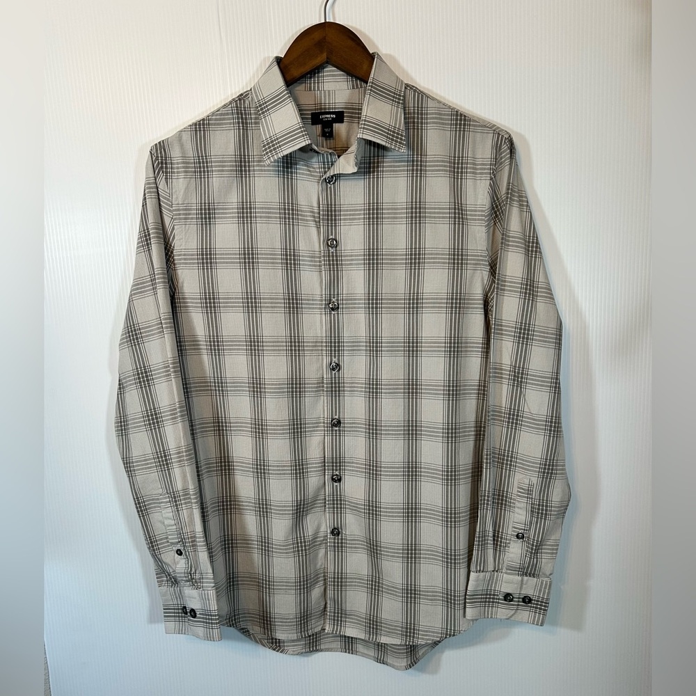 Express Gray Button Up Slim Shirt Size Small